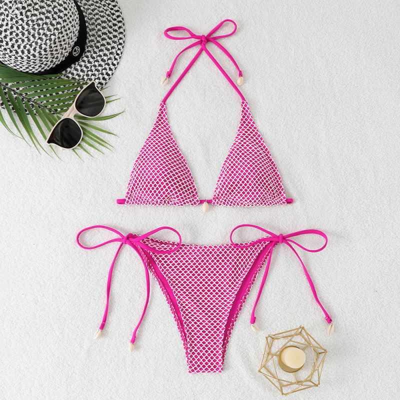 Dame net-bikini-sæt med justerbare snøre detaljer og elegant sol-modstand Stilla