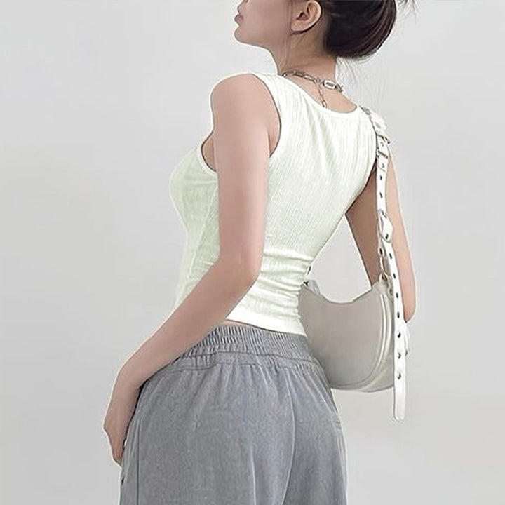Dame sporty tanktop med moderne ribdetaljer Skovae