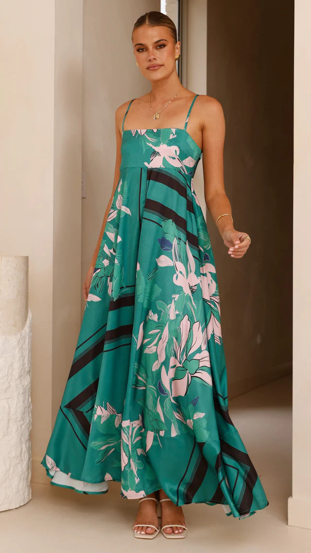 Kvindernes maxi kjole med blomsterdesign og flydende pasform Skovae