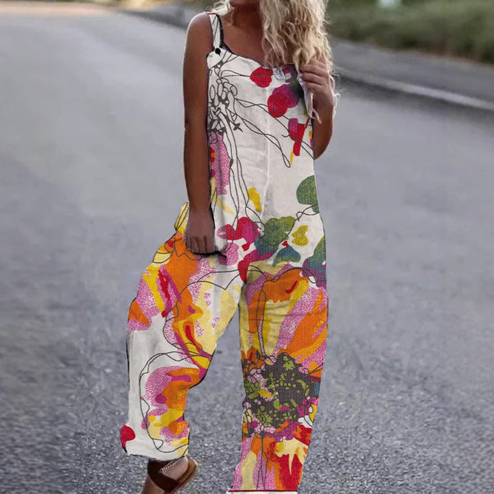 Dame Kunstnerisk Blomster Mønster Overall Stilla
