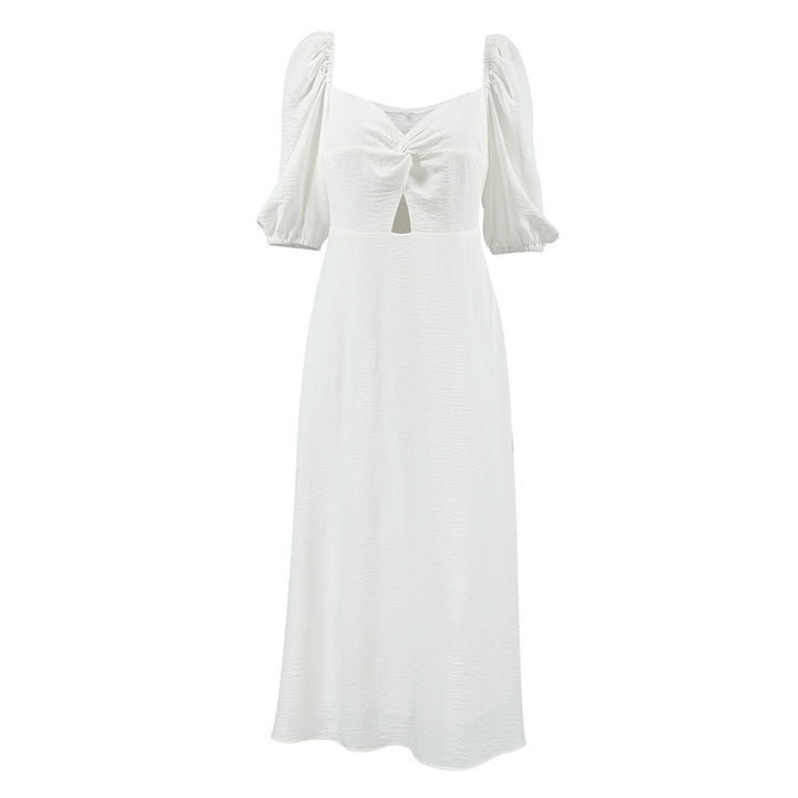 Dame Midi-Kjole med off-shoulder design og voluminøse puffærmer Stilla
