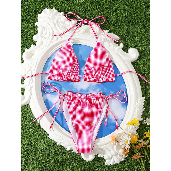 Dame trekant-bikini med rynket design Skovae