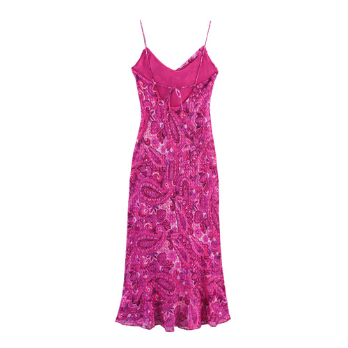 Femme Paisley-print Maxi-kjole med justerbare spaghetti-stropper Stilla