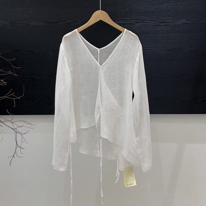 Femme Loose-Fit Laget V-Udskæring Bluse Stilla