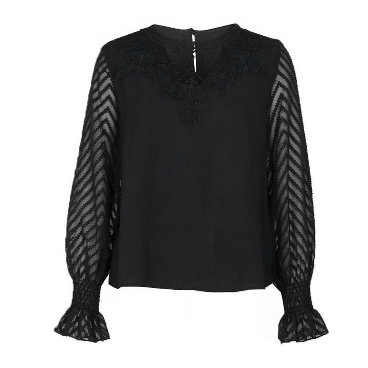 Dame elegant med spids lange ærmer bluse Stilla