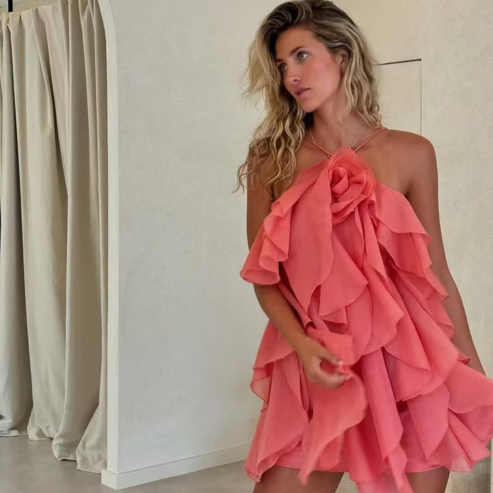 Femme Lagdelt Rynket Mini Kjole Stilla