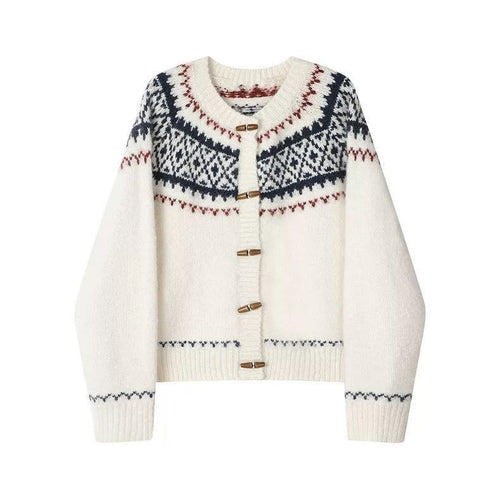 Dame cardigan med elegant norsk mønster Stilla