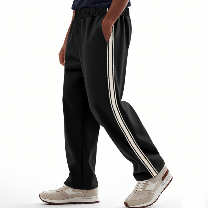 Herren nan bredde Relax-Trackbukser i retro-stil med dobbelt sidepaspel og elastisk komfortlinning Skovae