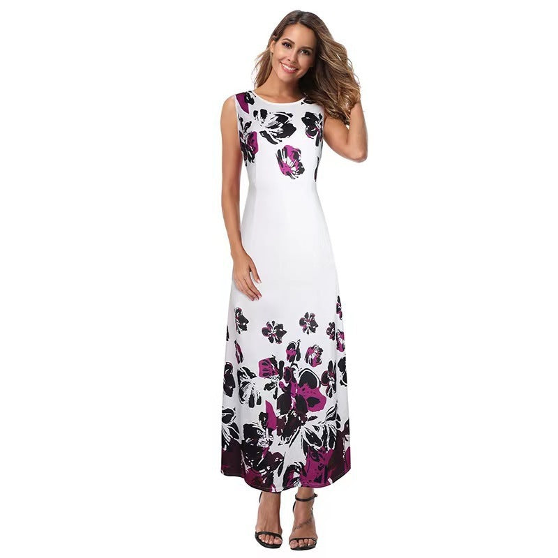 Dame Maxikjole med blomstret design Stilla