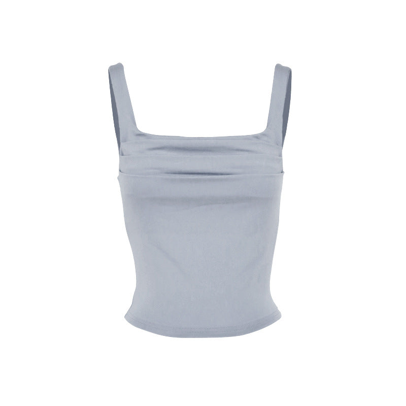 Dame moderigtigt Crop-Top med firkantet udskæring og rynkning Skovae