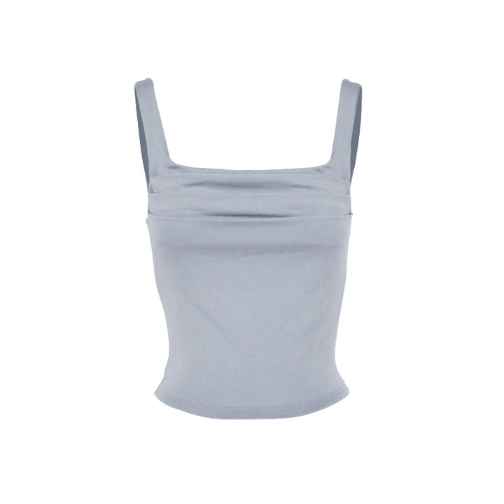 Dame moderigtigt Crop-Top med firkantet udskæring og rynkning Skovae