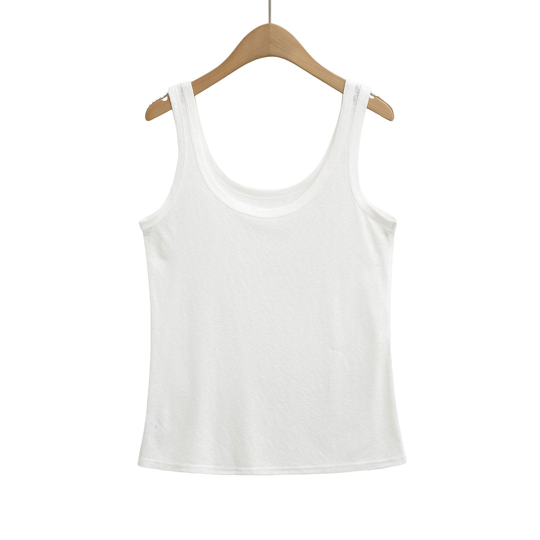 Dame ærmeløs tanktop i åndbart bomuldsblandingsmateriale med blød greb og tætsiddende snit Stilla