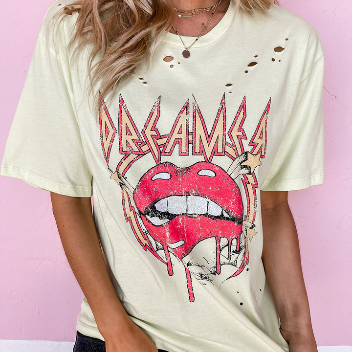 Damer afslappet oversized T-shirt med kreativ grafikprint Stilla