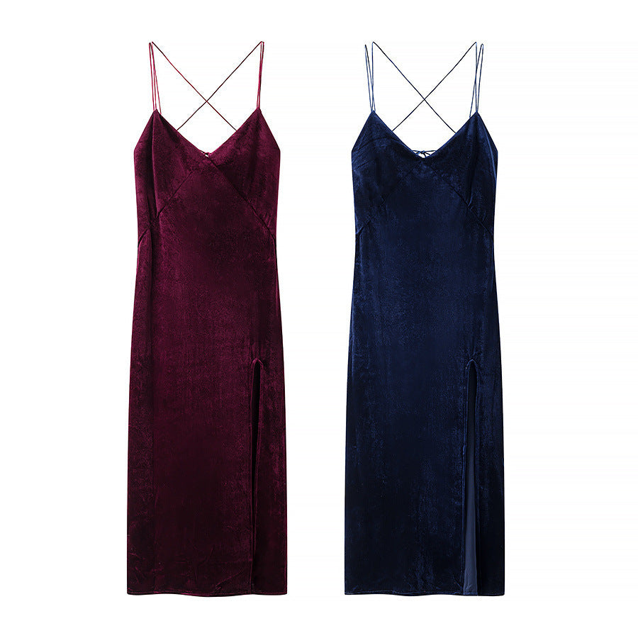 Dame Satin Maxikjole med justerbare stropper og elegant draperingsdesign Stilla