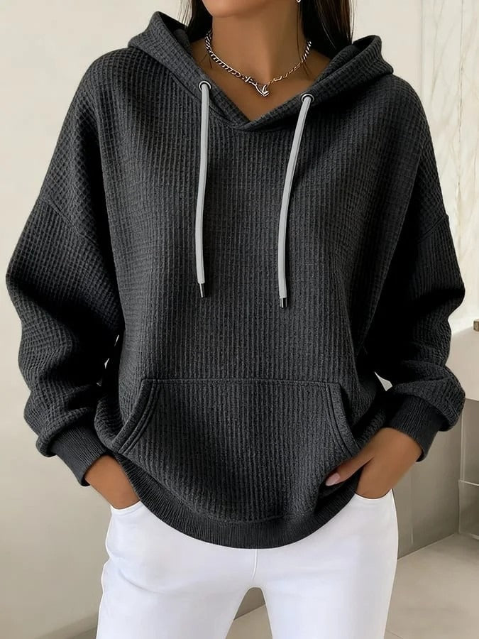 Dame casual hoodie med tekstureret stof Stilla
