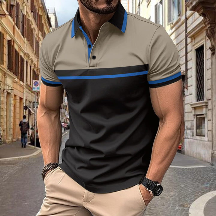 Herre polo t-shirt med stilfuldt farveblokdesign og kontrasterende accenter Stilla