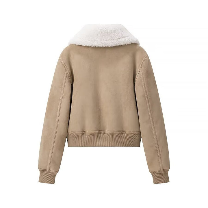 Femme Stylish Faux Shearling Bikerjakke Stilla