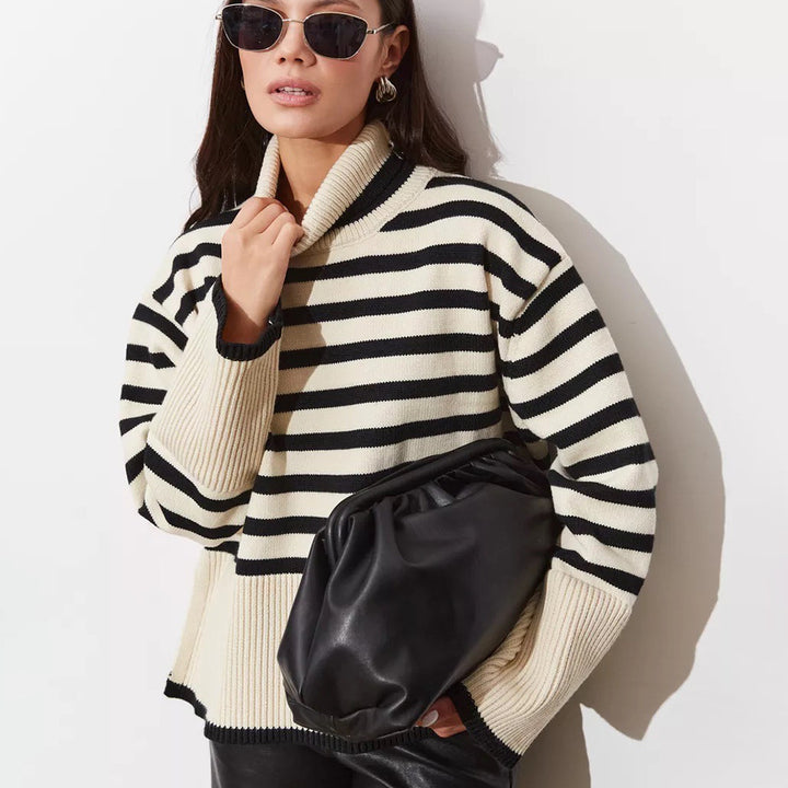 Femme Stribet Overdimensioneret Strikpullover Stilla