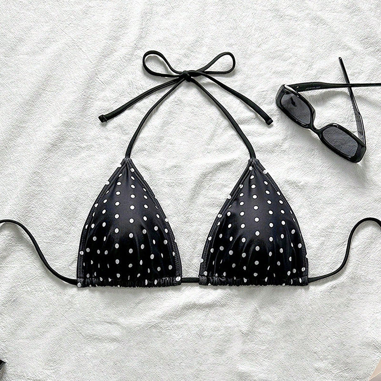 Dame trekant bikini top med søde prikker og justerbare stropper Skovae