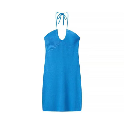 Dame Halterneck Strikket Mini Kjole Stilla