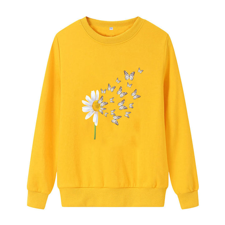 Kvinders sweatshirt med blomster sommerfugledesign Skovae