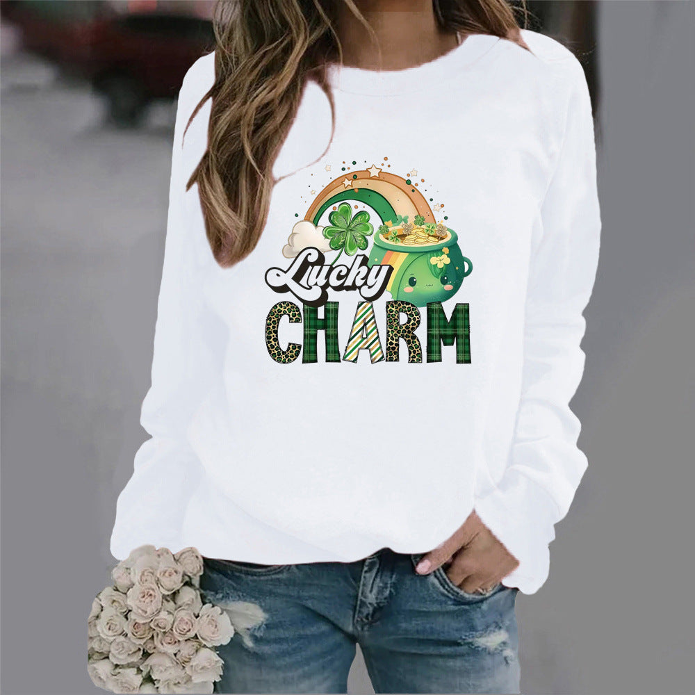 Kvinders sweatshirt med kreativt heldig motiv Stilla