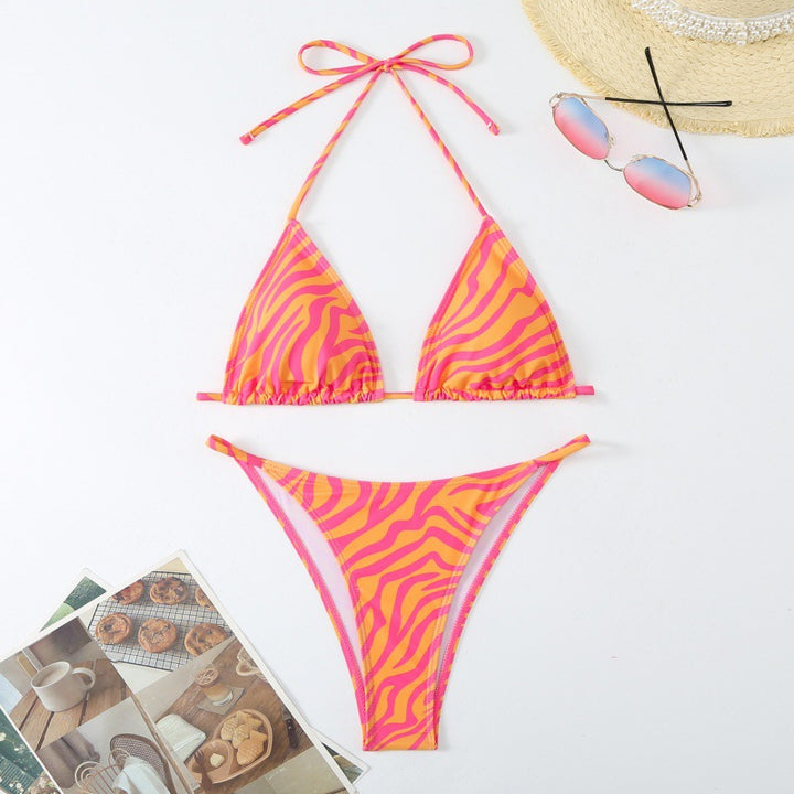 Dame trekant-bikini med legende blomsterdesign og justerbare stropper Skovae