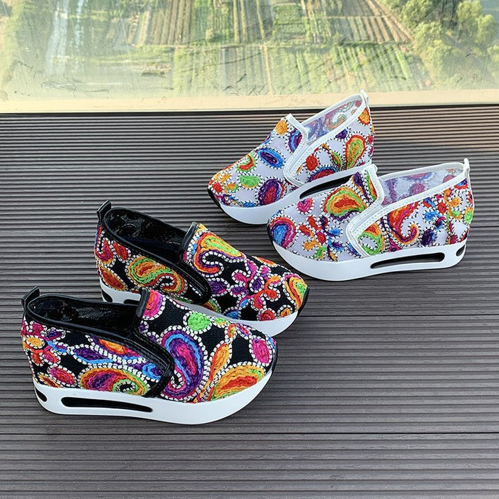 Dame Slip-On Sneakers i farverig Boho-stil med elastisk indtræk Stilla