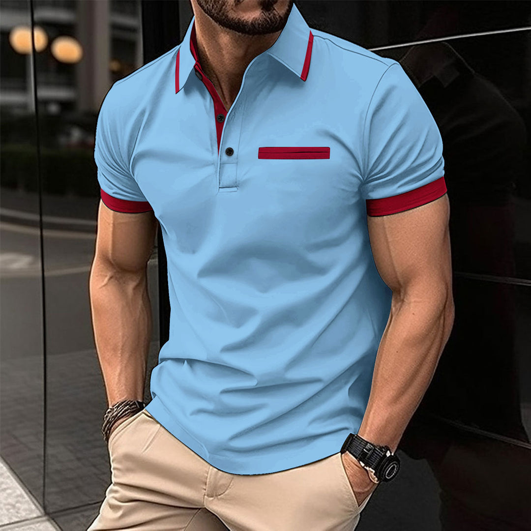 Herrer polo shirt med fashionable kontrastdetaljer og kvalitetsbomuld Stilla