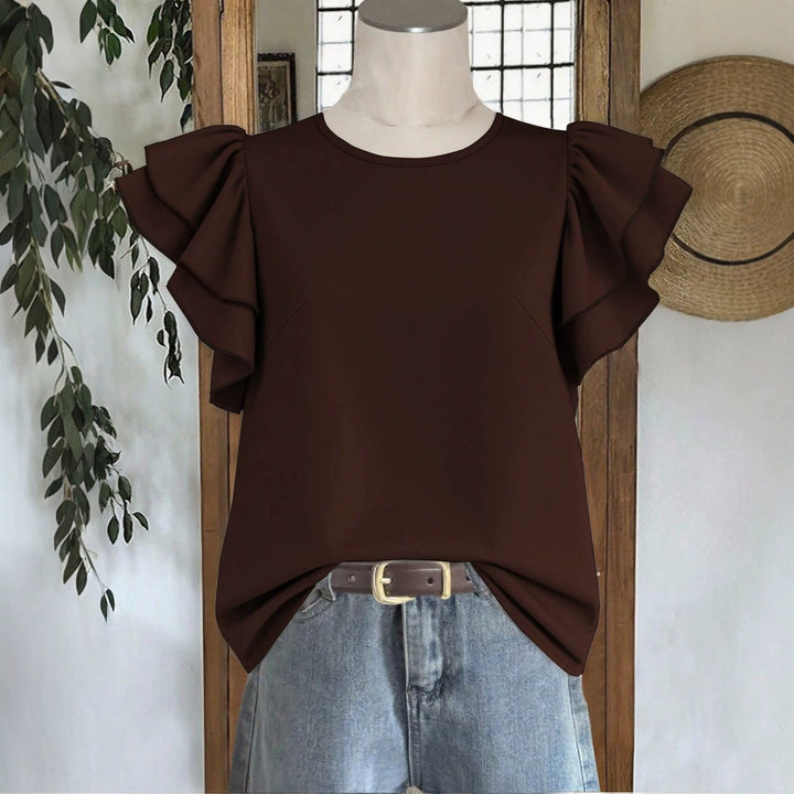 Damer Elegant Bluse med Rynkedetaljer Skovae