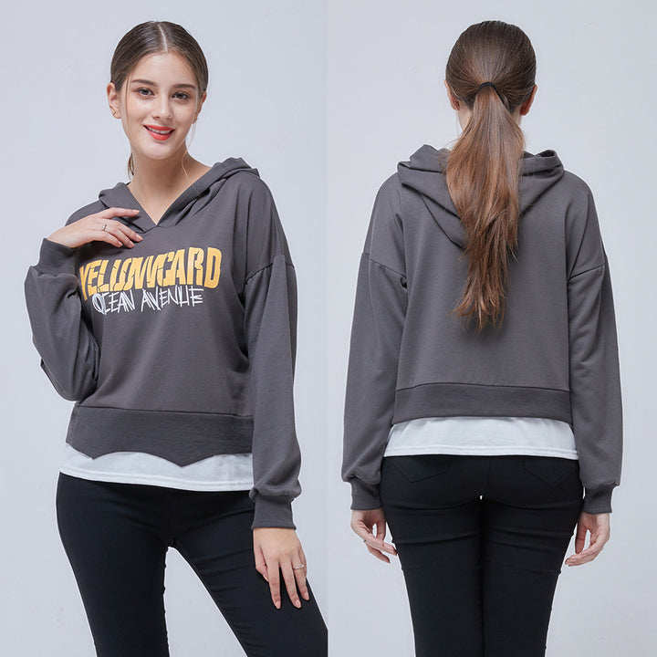 Kvinders afslappede cropped hoodie med grafik Stilla