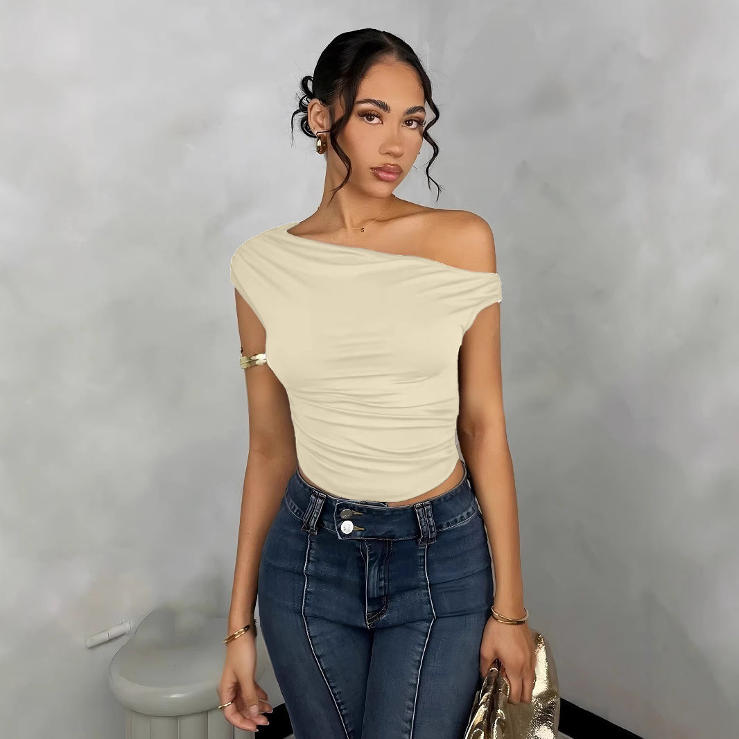 Dame figursyet top med asymmetrisk udskæring Skovae