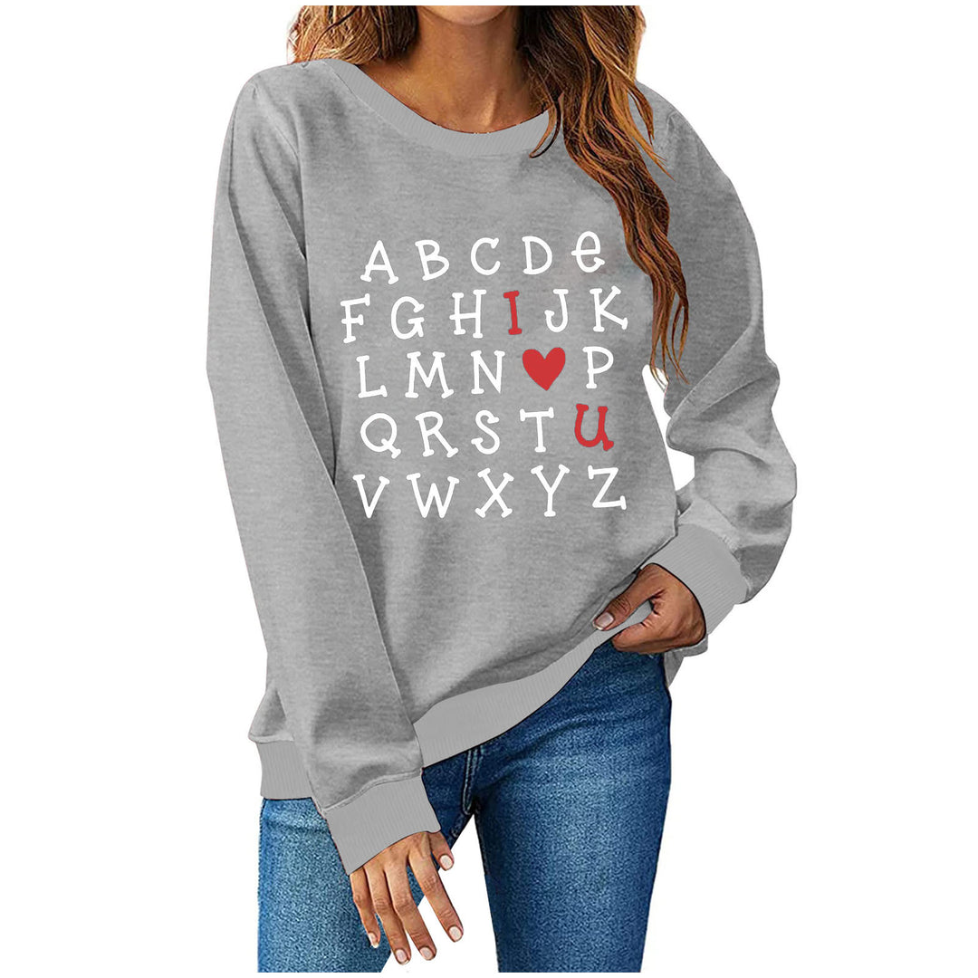 Dame sweatshirt med kreativt alfabet-design Stilla