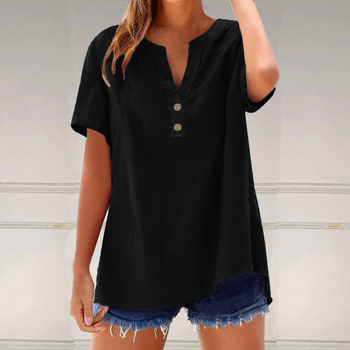 Dame Button-Up Linned Bluse Stilla