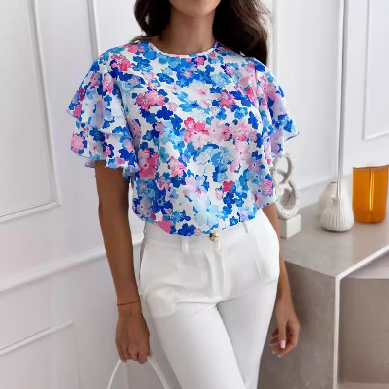 Dame Ruffles bluse med Floralprint Stilla
