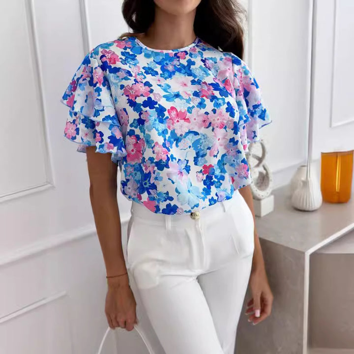 Dame Ruffles bluse med Floralprint Stilla