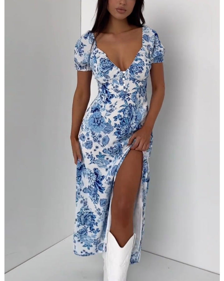 Stilla | Sexy Slim-Fit Splittelse Flæse Spids Kjole