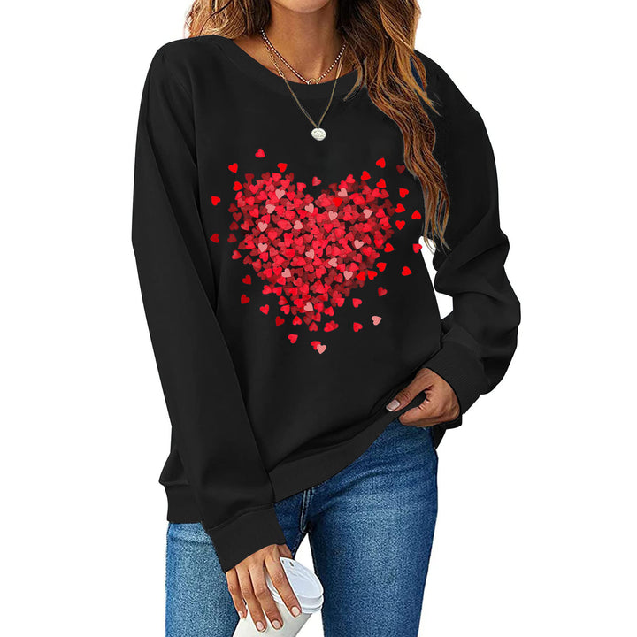 Dame Sweatshirt med hjerte motiv og afslappet sknit Stilla