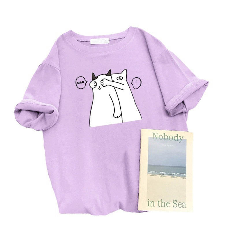 Femme Legesyg Grafik Kat T-Shirt Stilla