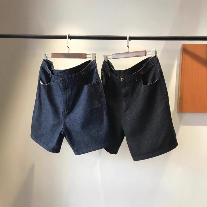 Femme Taljede Denim-Shorts med Opfoldet Kant Stilla