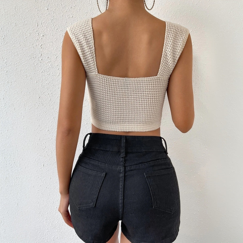 Kvinders crop top med hjerteformet udskæring og brede stropper Stilla