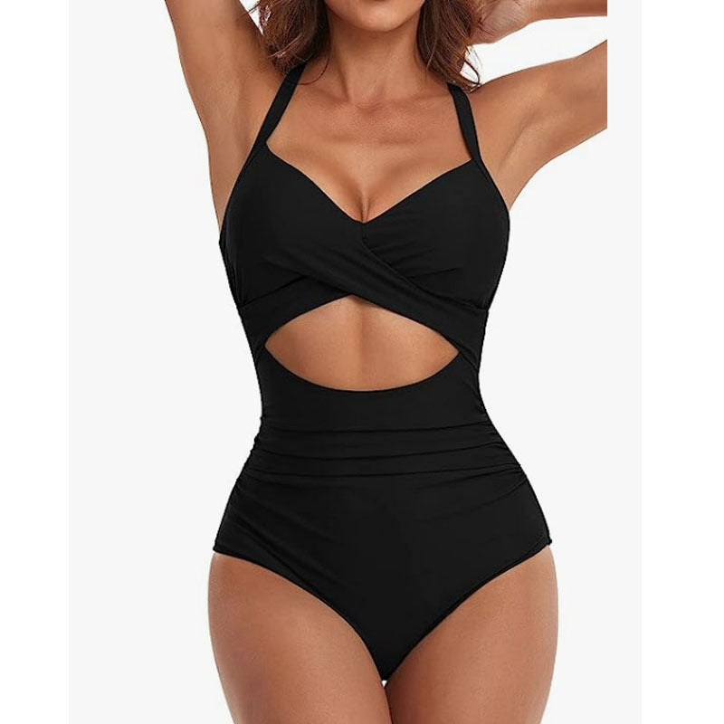 Dame Cut-Out Én styks badedragt med elegant omslagdesign og støttende stropper Stilla