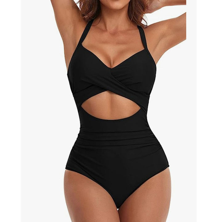 Dame Cut-Out Én styks badedragt med elegant omslagdesign og støttende stropper Stilla