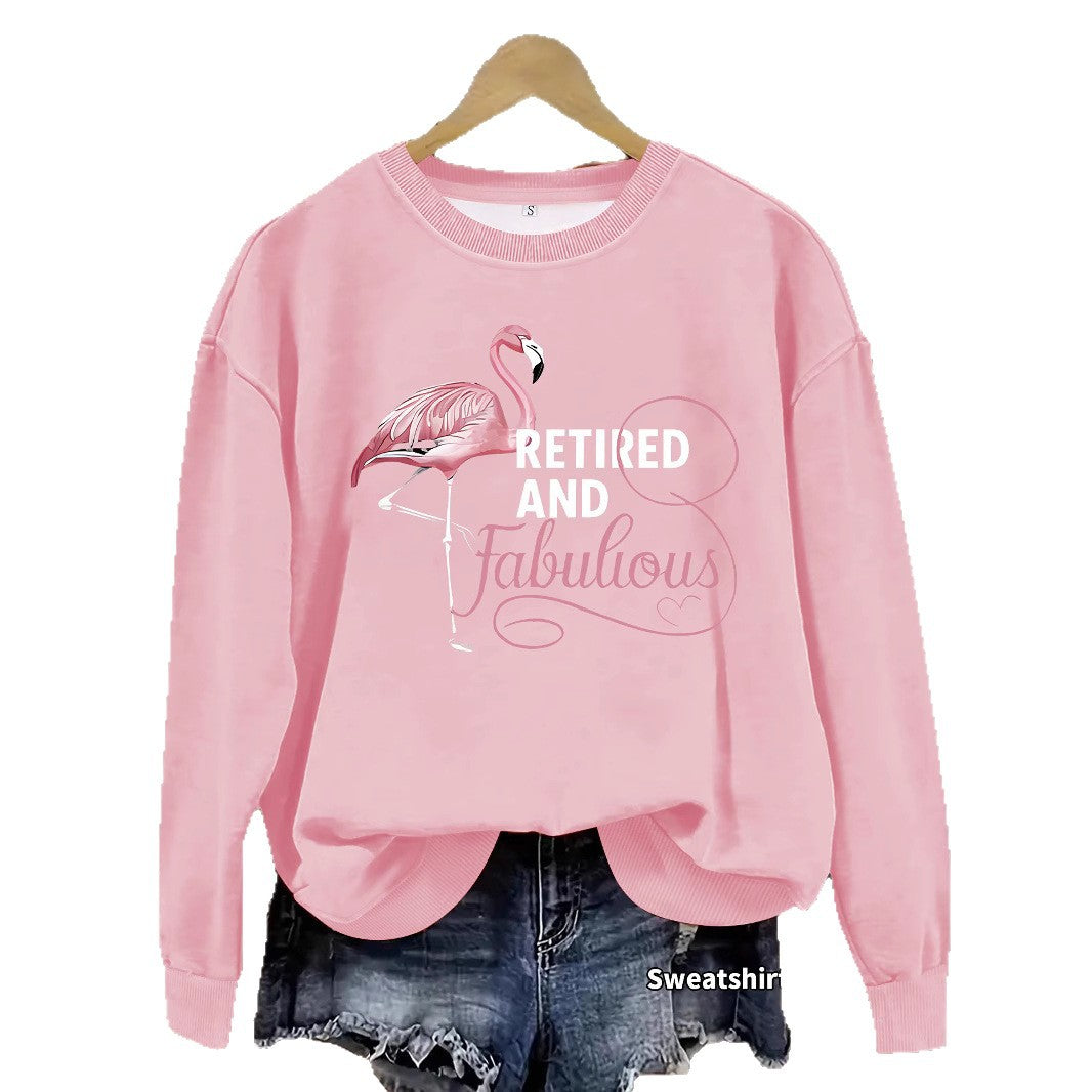 Kvinders sweatshirt med unikt flamingo motiv og inspirerende print Stilla