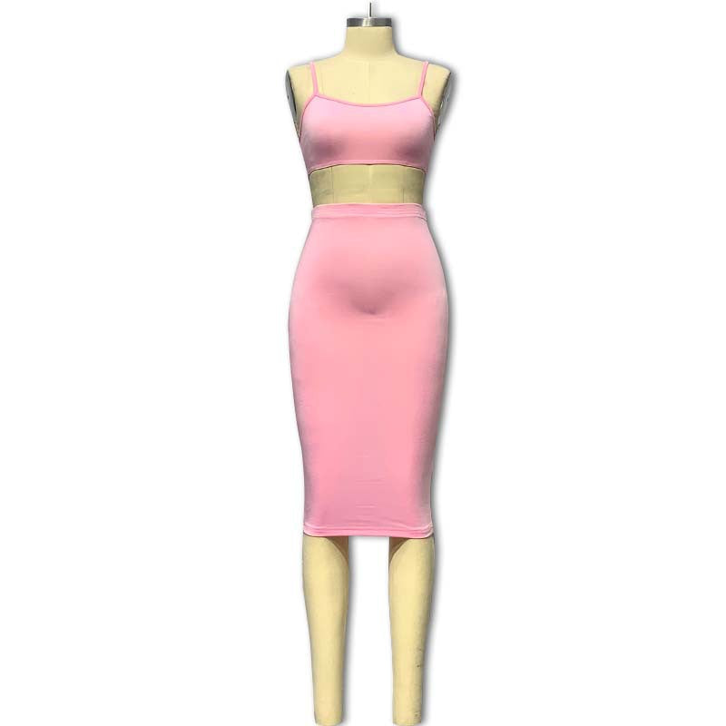 Dame sæt bestående af figursyet crop-top og smal nederdel Stilla