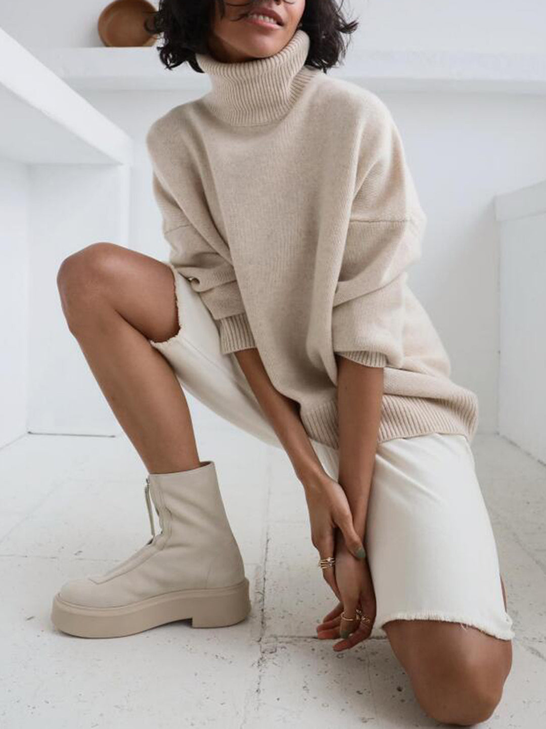 Kvinders hyggelige turtleneck sweater med oversized pasform Stilla