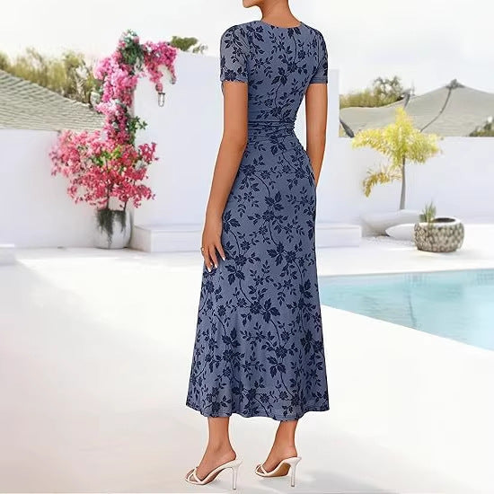 Damer maxikjole med florale broderier Skovae
