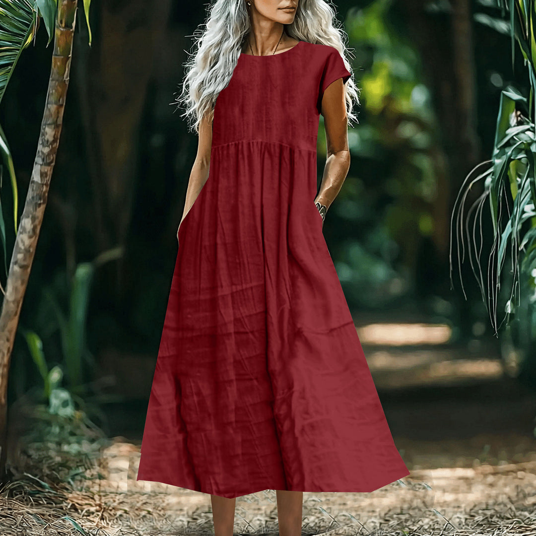 Dame Casual Maxi Kjole med Lomme-Detail Stilla