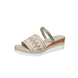 Dame Wedge-Flat-sandaler med fashionable flettet remdesign og elegant sål Stilla