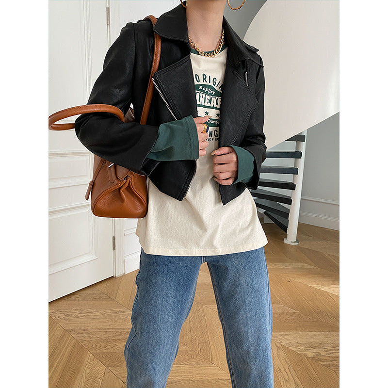 Damer kort jakke i biker stil Stilla